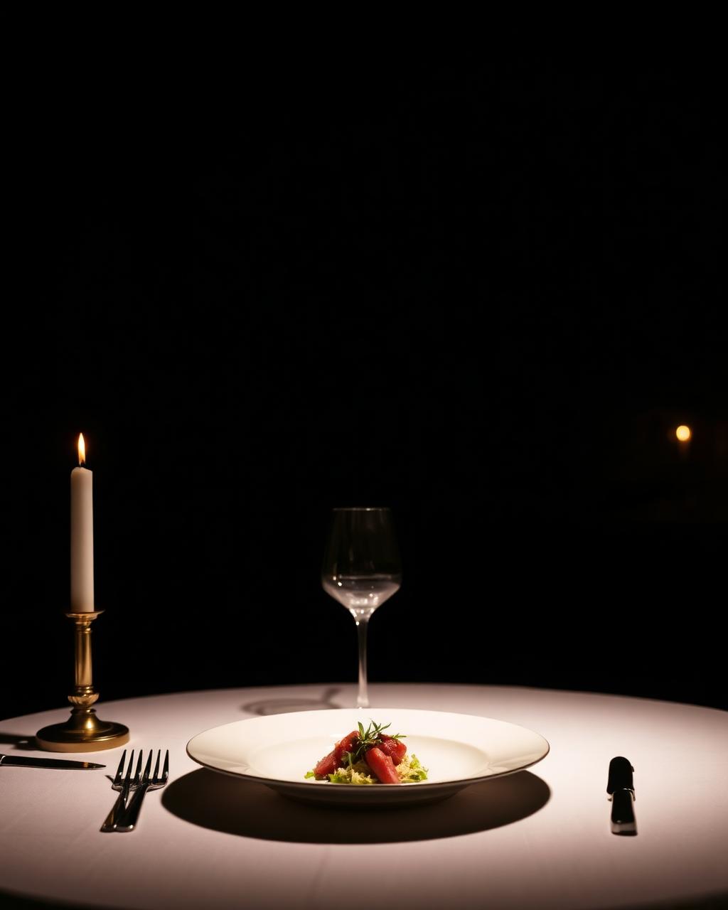 Candlelit fine dining table setting